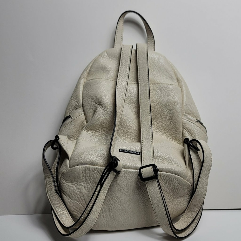 Rebecca Minkoff Julian Gray Leather Medium Backpack Pebbled White Cream - Picture 2 of 12